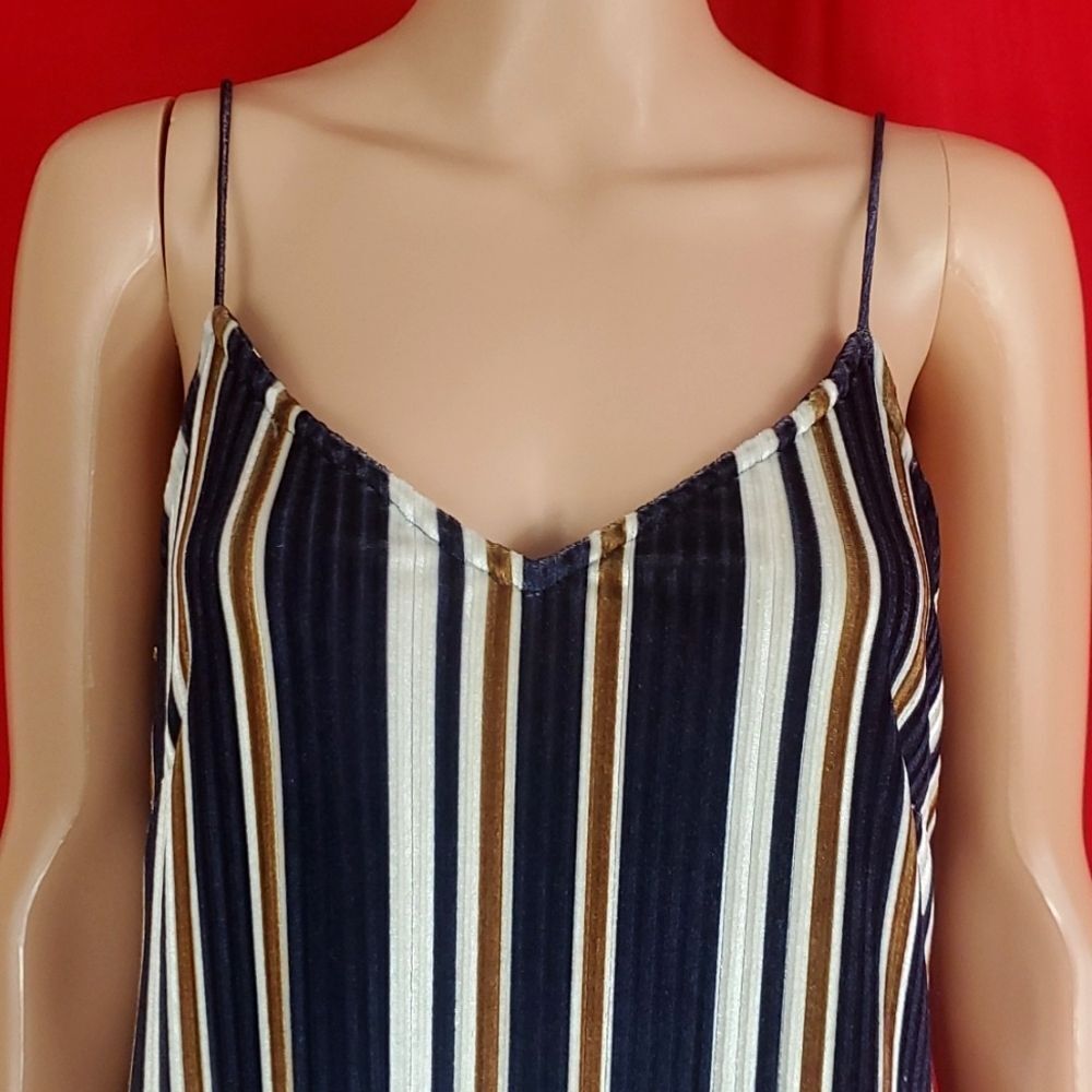 IXIAH Multi-Color Striped Velvet Midi Dress Womens Size 4 - Picture 2 of 8